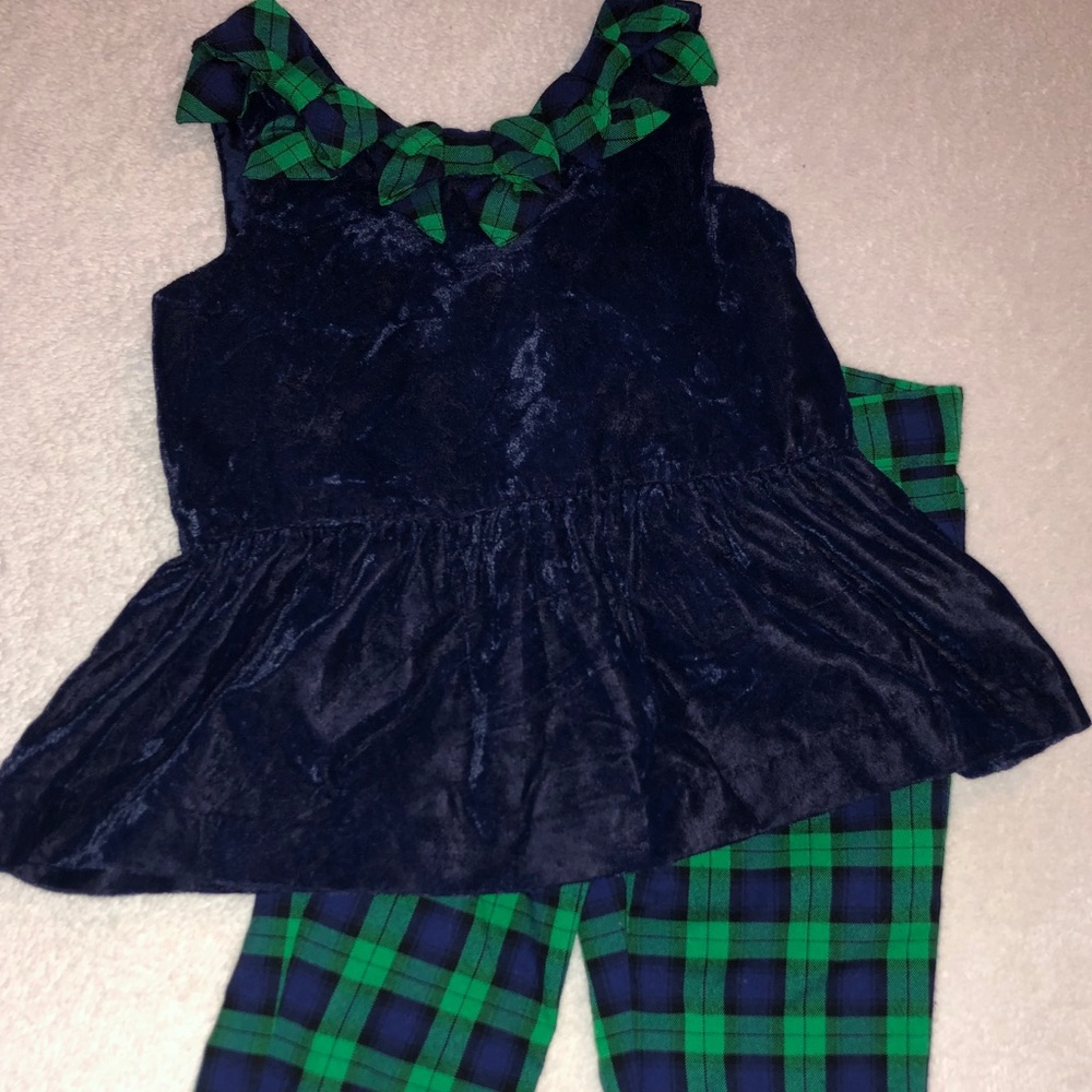 Janie and Jack Christmas holiday plaid pants top 6